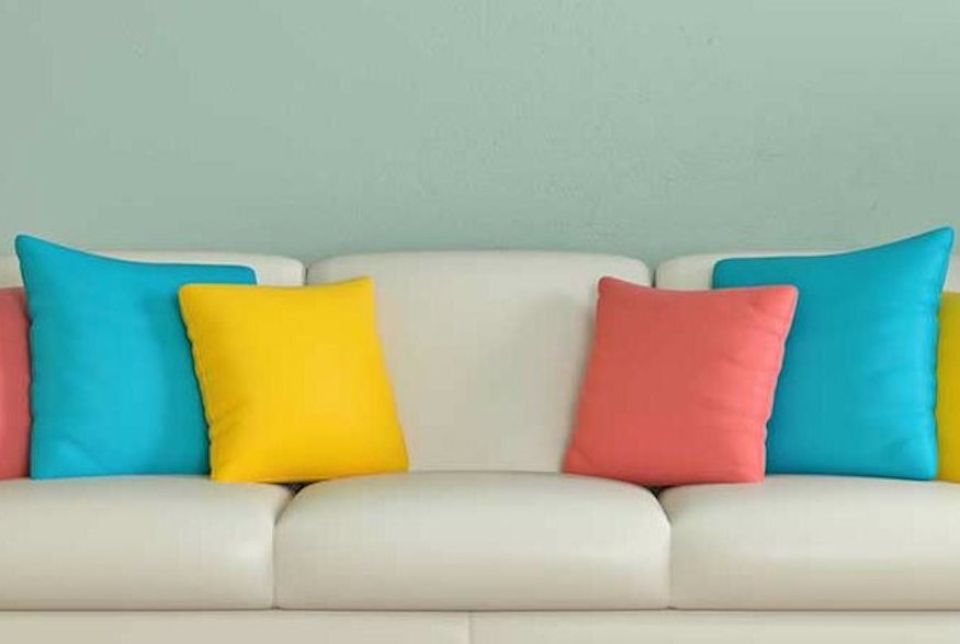 Couch with colourful cushions
