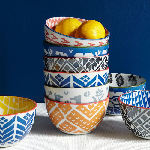 Small colourful printed bowls