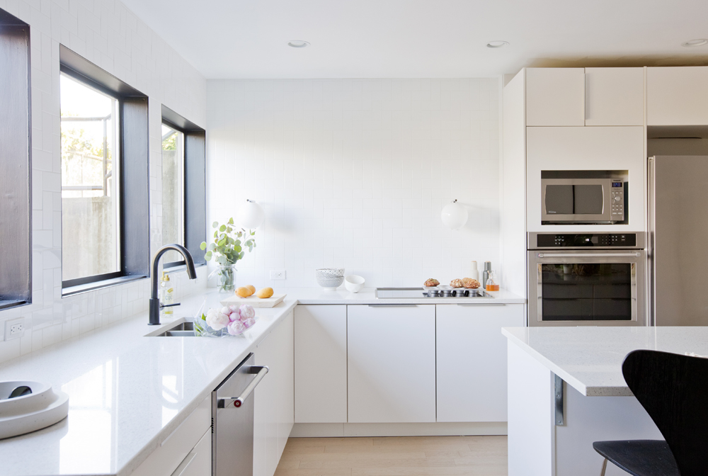 Bright white modern kitchen.