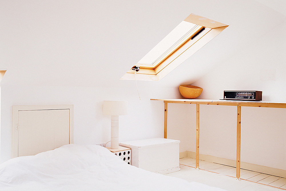 Bright bedroom with a skylight