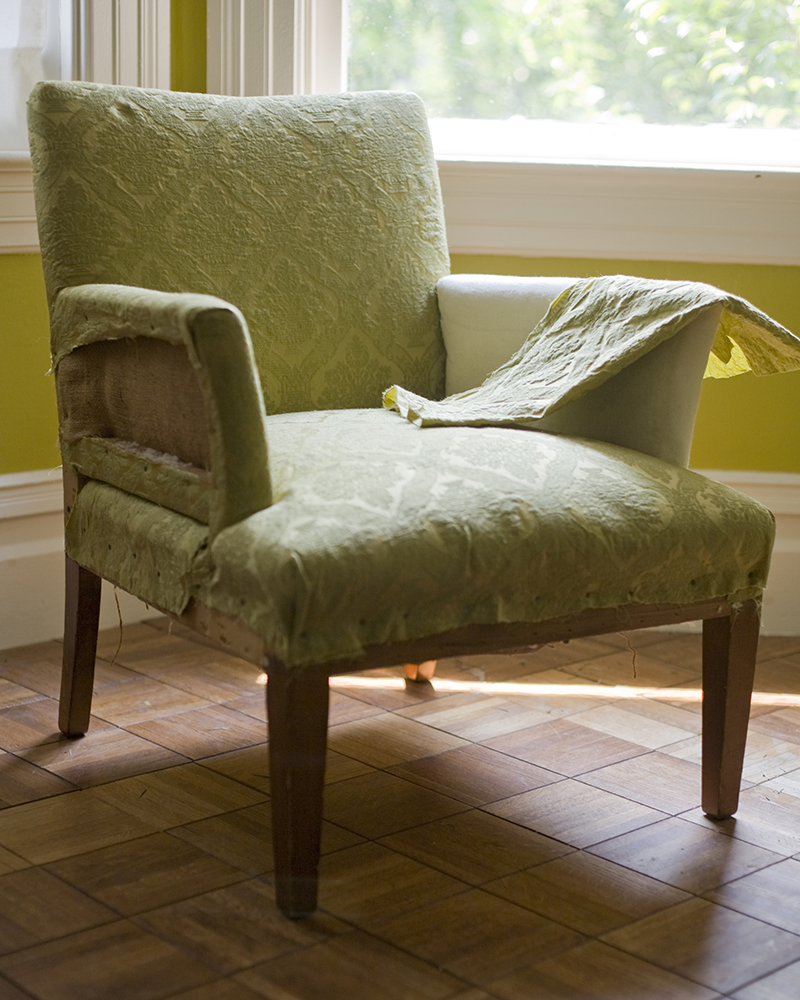 Reupholstered Green chair