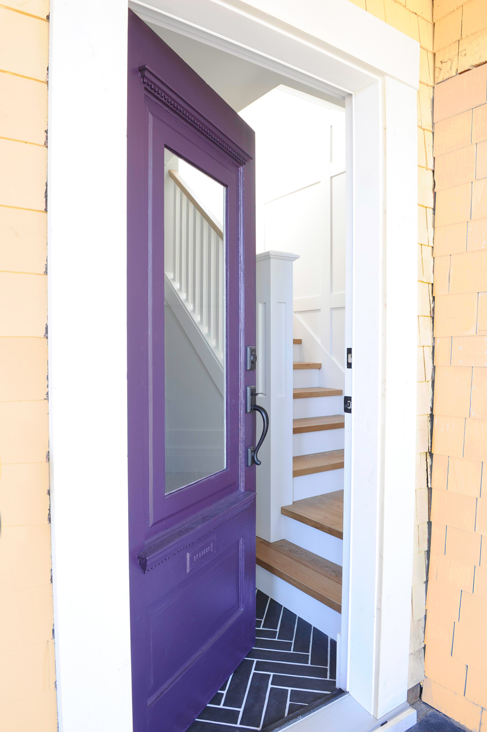 open purple front door