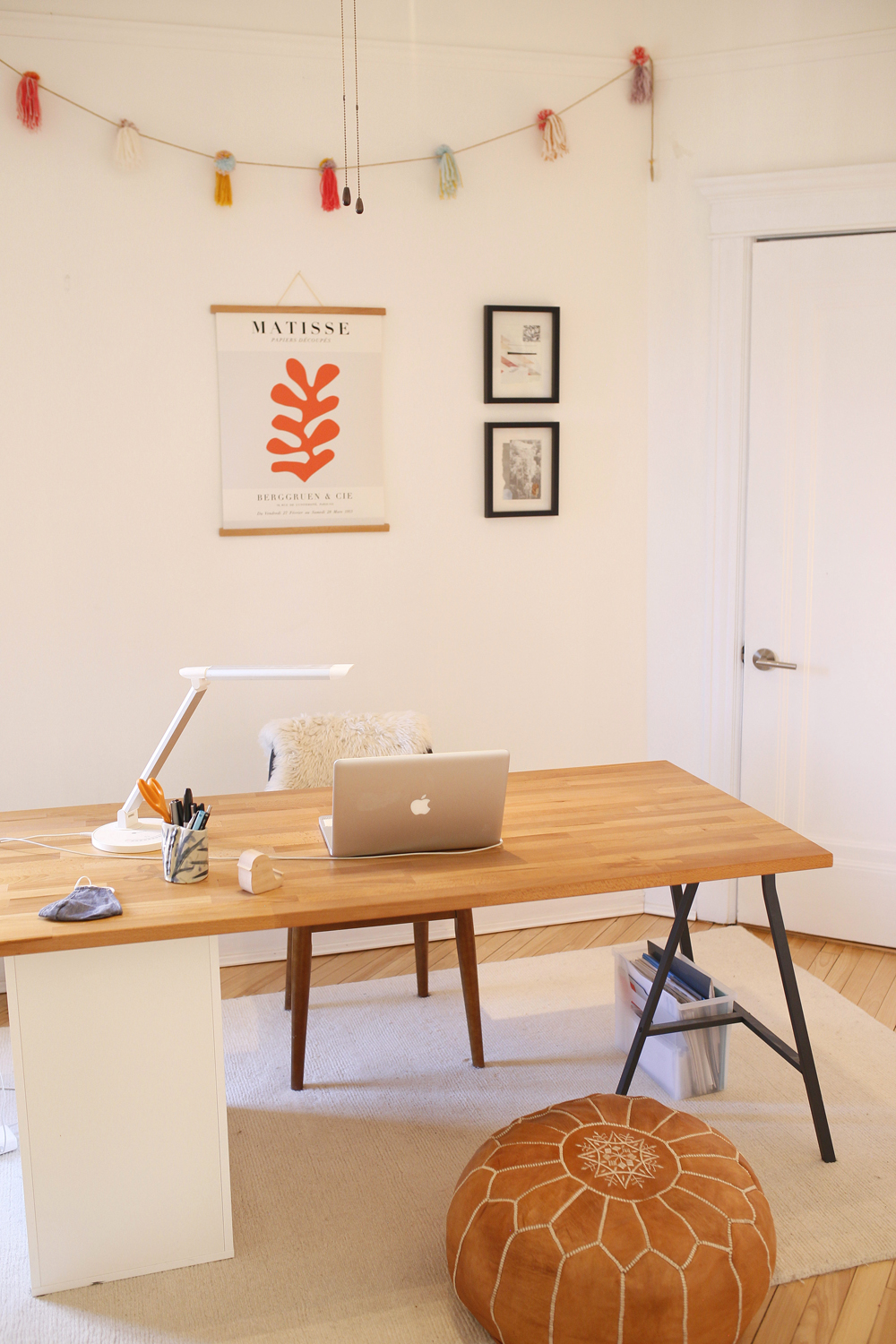 home office with matisse poster