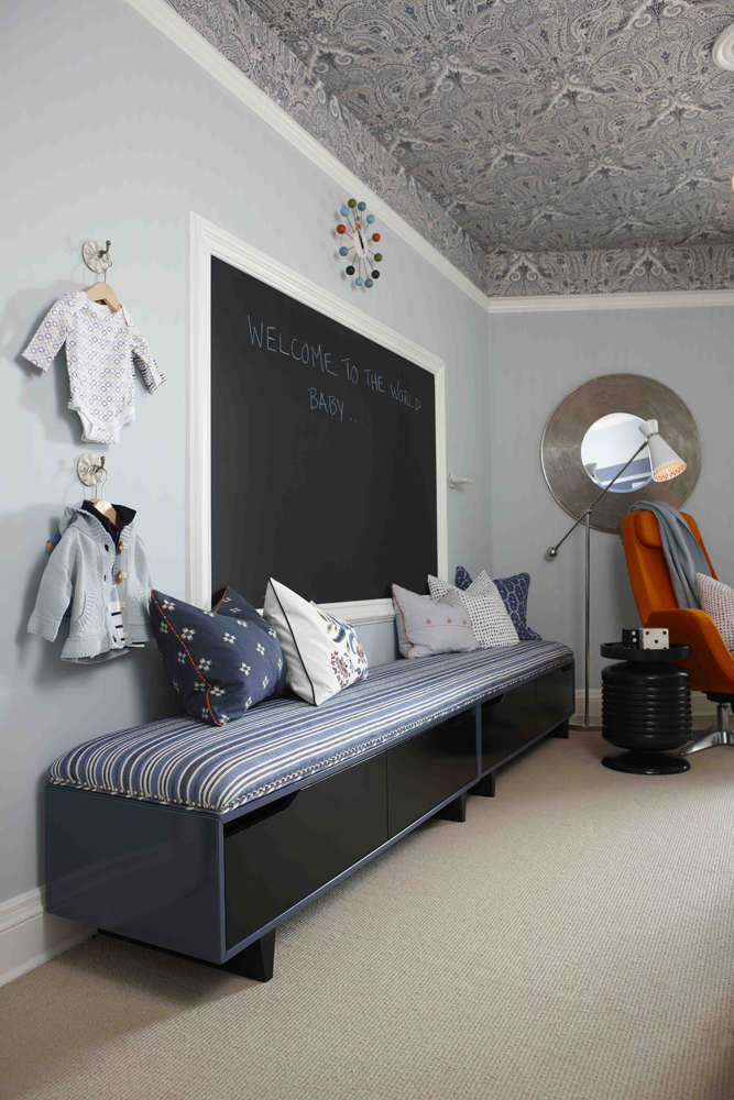 Bold blue nursery room designed by Sarah Richardson