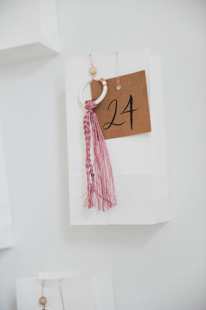 pink tassel and 24 card