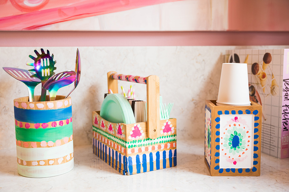 Tiffany Pratt's collection of painted kitchen organizers