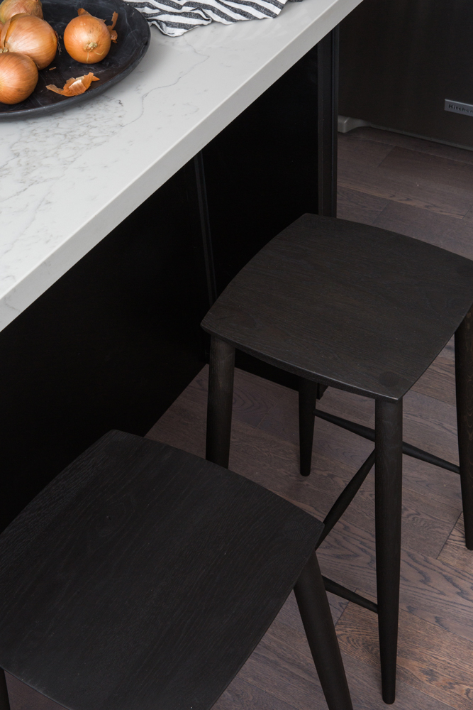 Black kitchen island stools with modern edge