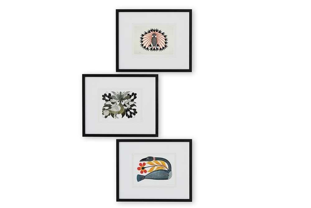 Three framed prints of animals