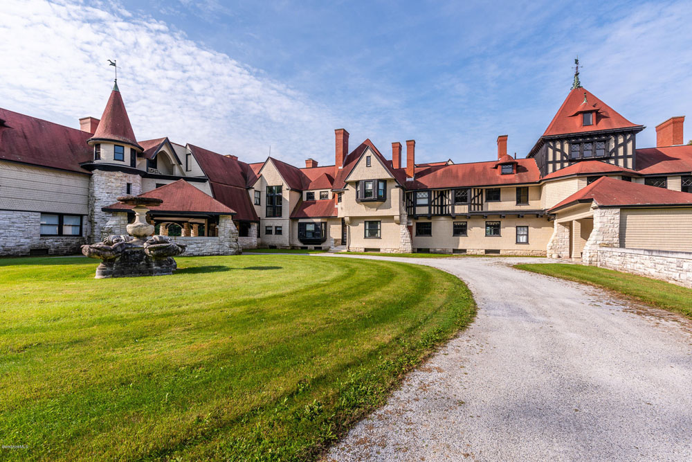 The exterior of the historic Vanderbilt mansion - the largest Shingle Style home in the area