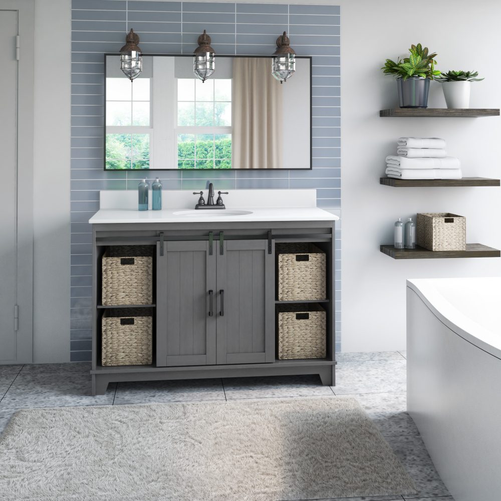 Farmhouse style vanity with lots of storage