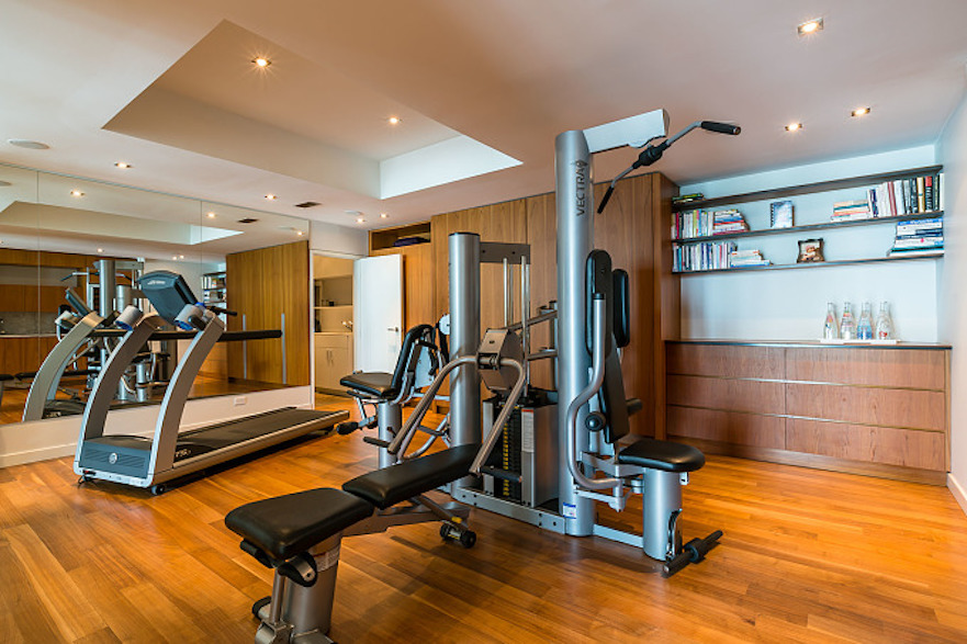 Exercise room of mid-century modern Toronto-area lakefront home