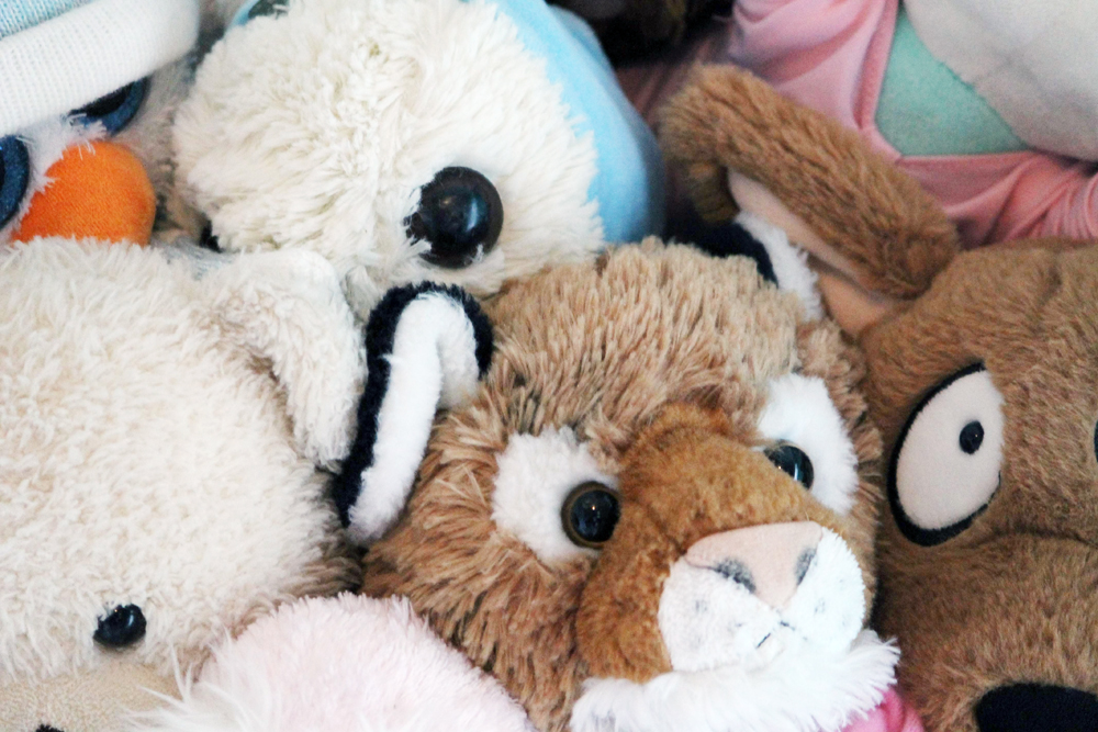 stuffed animals in a pile