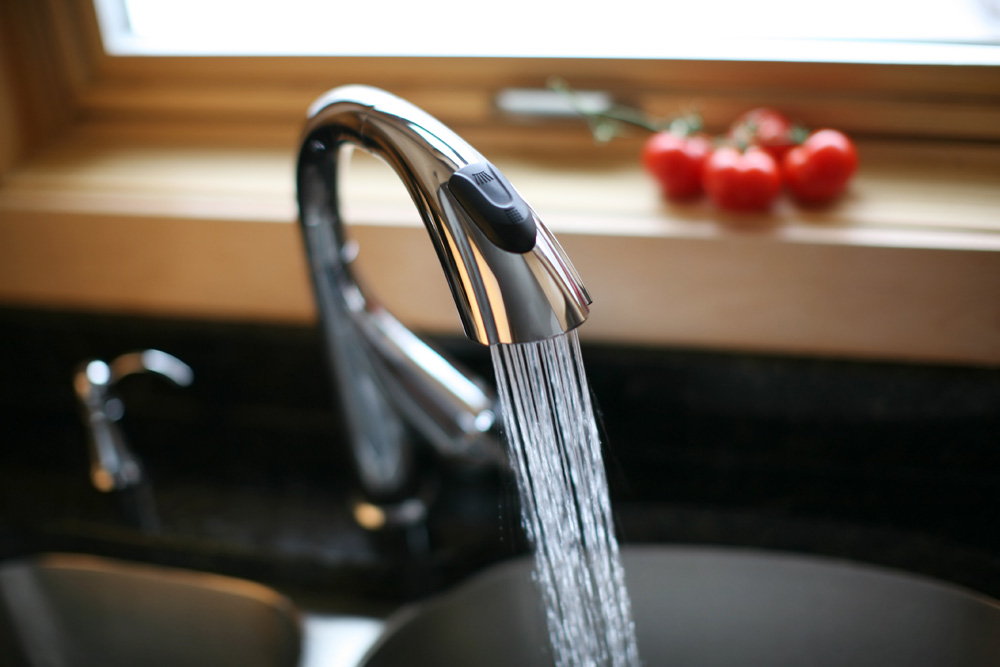 Water pouring from a kitchen tap