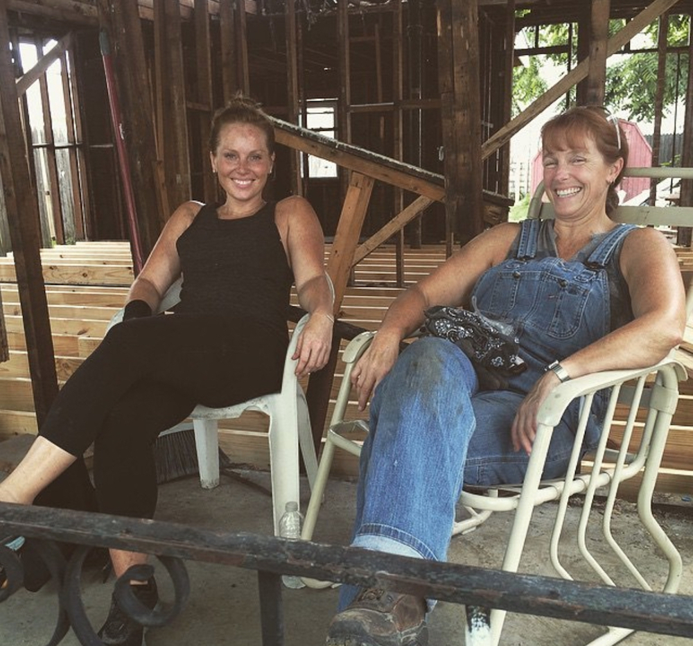 Mina and her mom Karen in a construction site
