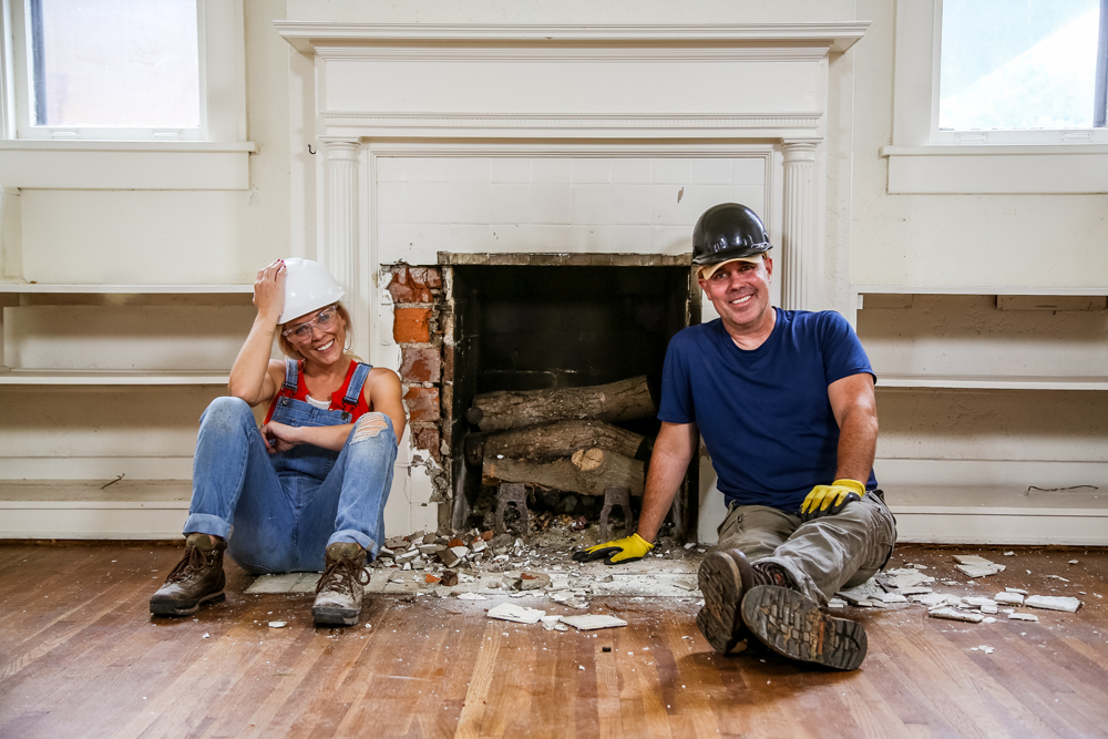 Kortney and Dave Wilson in a home under renovation