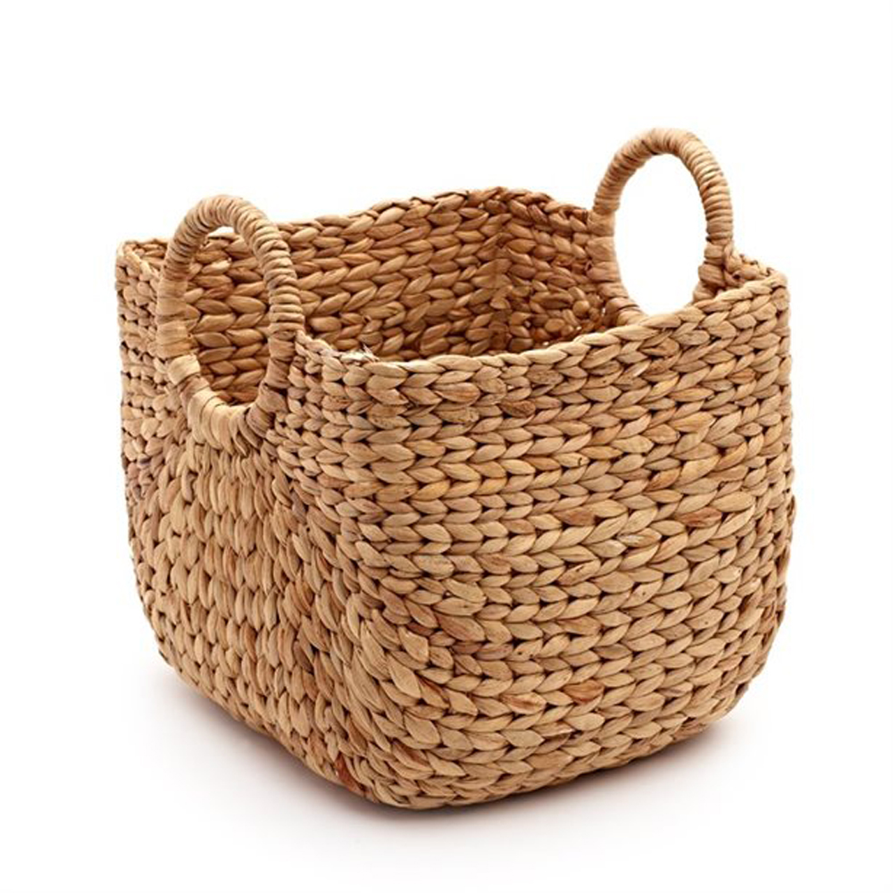 A beige sweater-weave basket