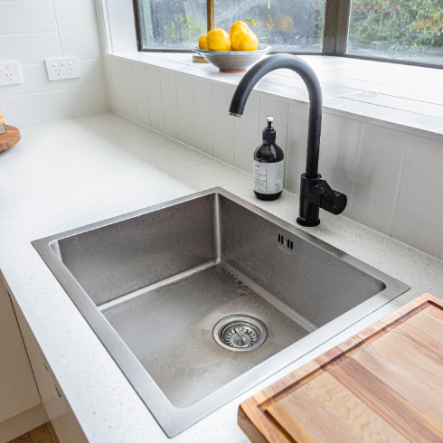 A clean kitchen sink