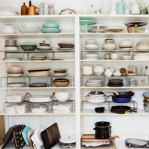 Organized kitchen shelves