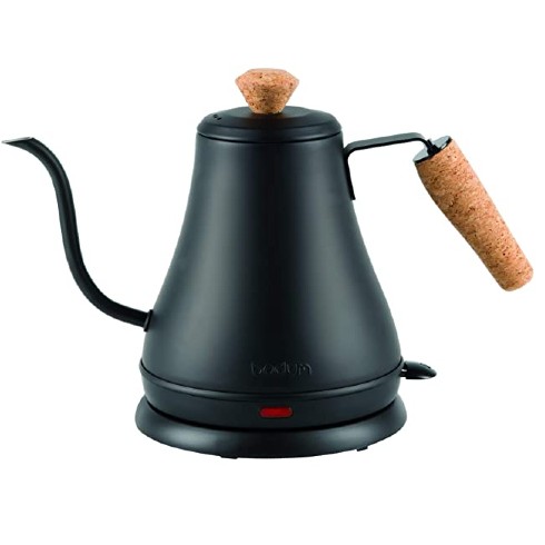Black electric Bodum kettle with slim lines