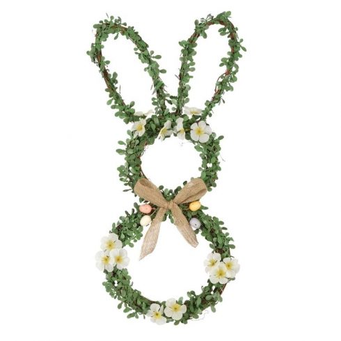 Bunny wreath with a pink bow