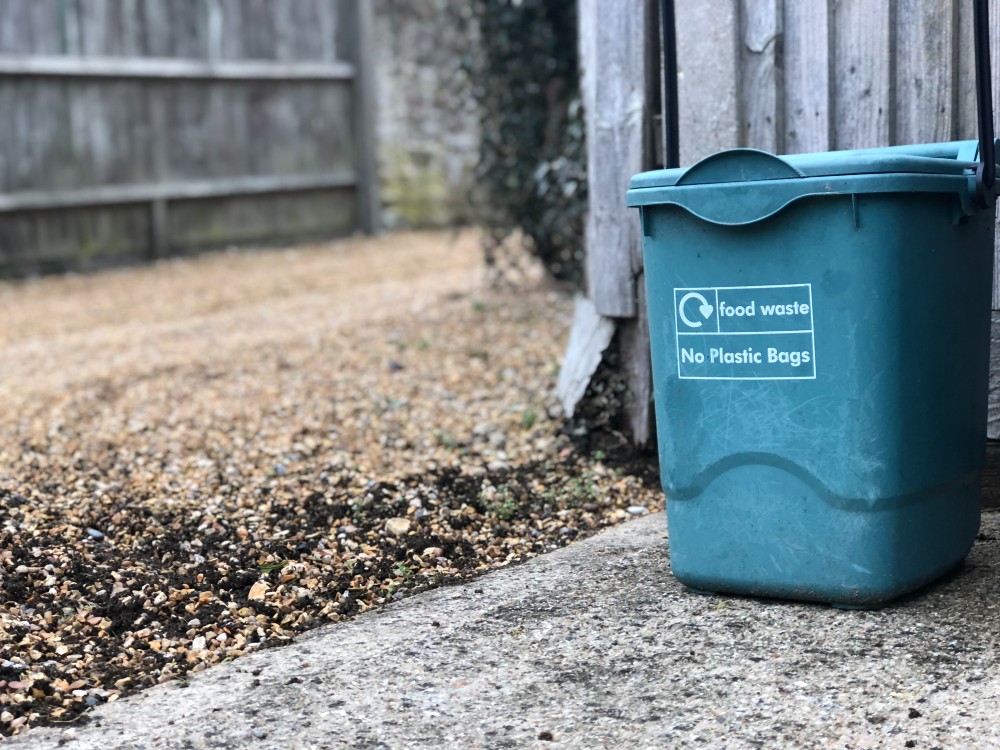 Recycling bin at driveway
