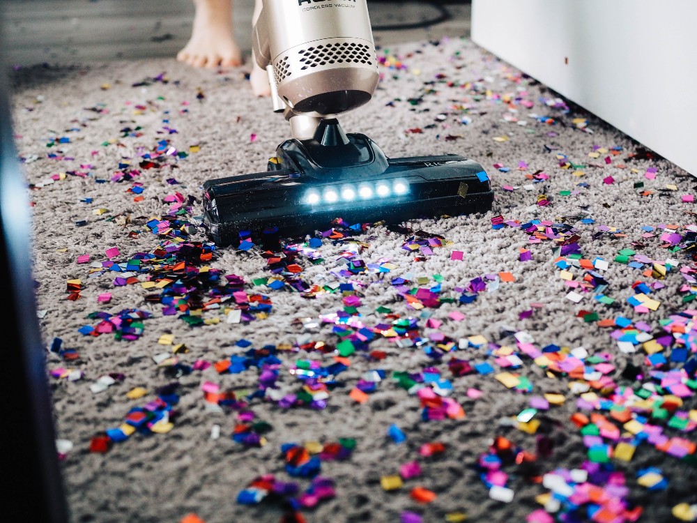 Vacuuming glitter on floors