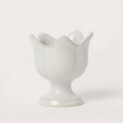 Ceramic white tulip-shaped egg cup