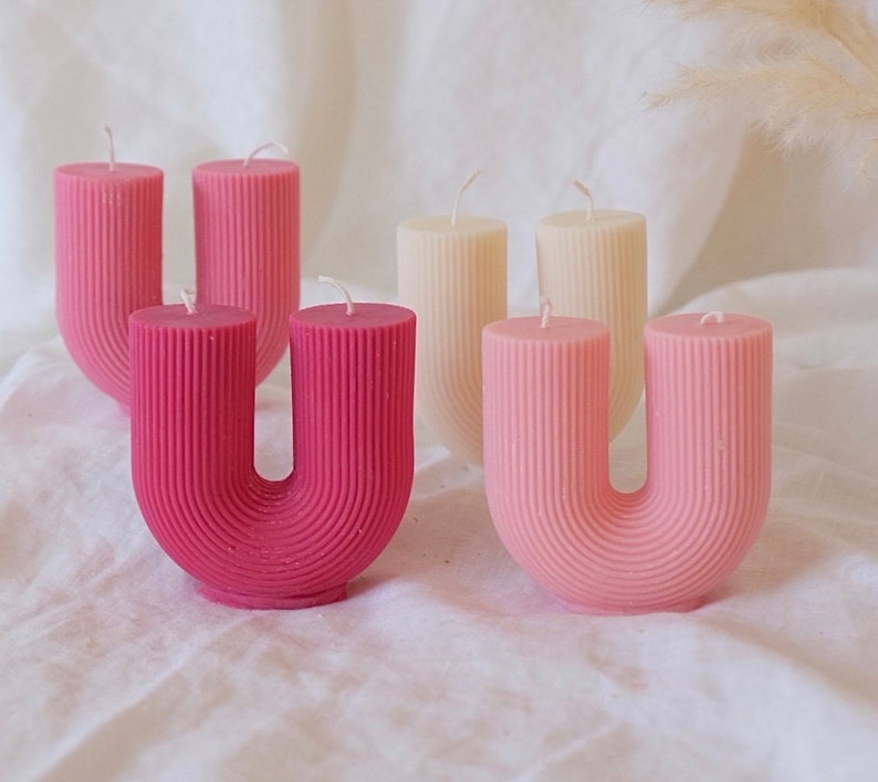 Quirky pink u-shaped candles