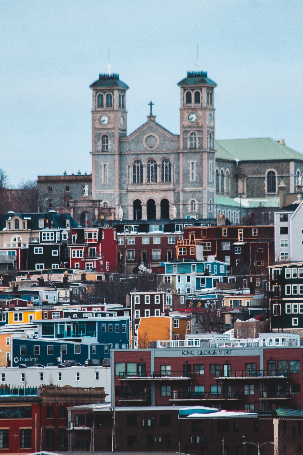 Colour homes and church in Newfoundland