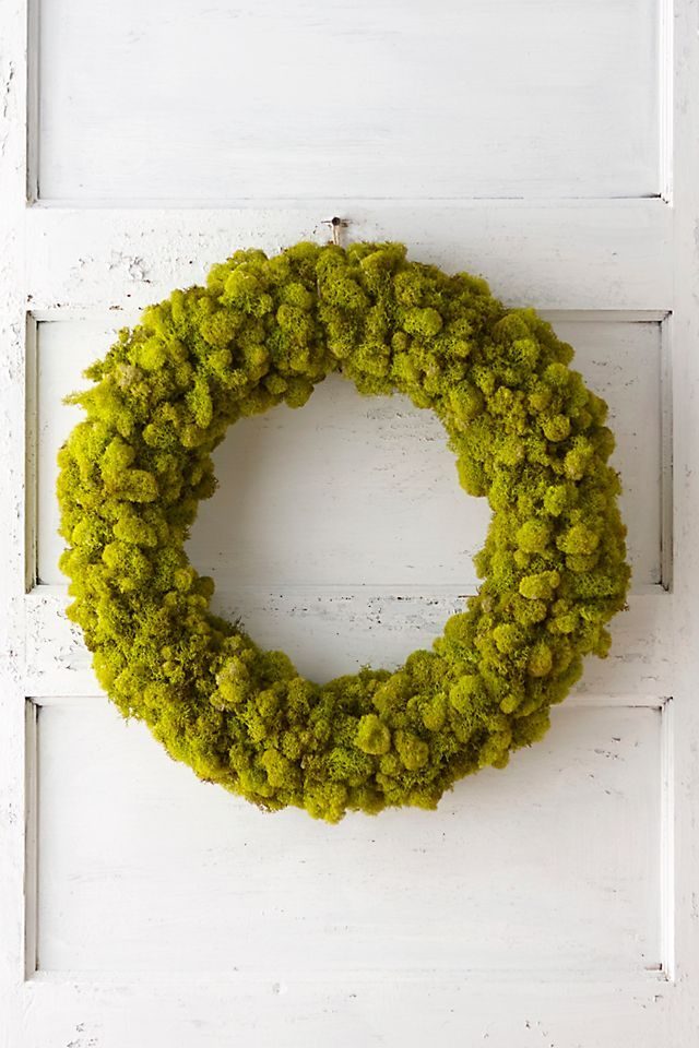 Chartreuse wreath on front door for spring or any season