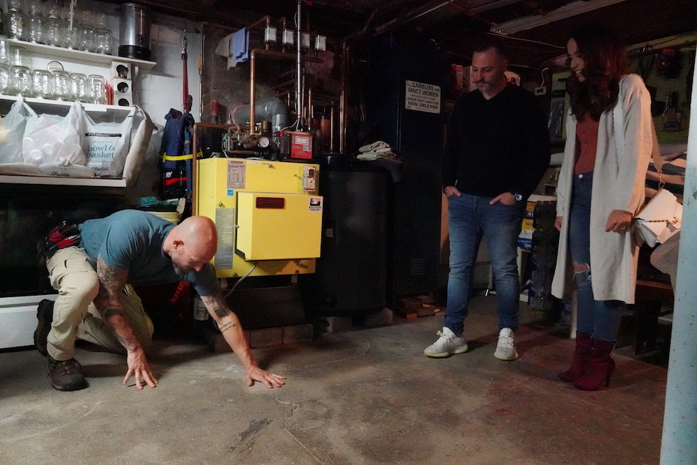 Joe inspecting a crack on floor on the job