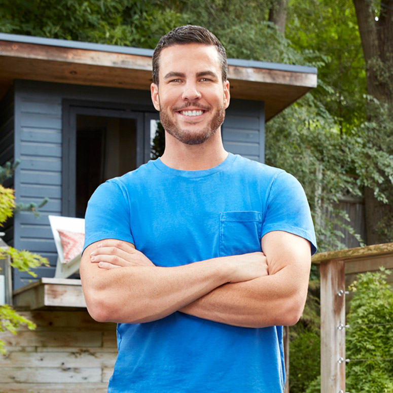 Brian McCourt poses on the set of Backyard Builds