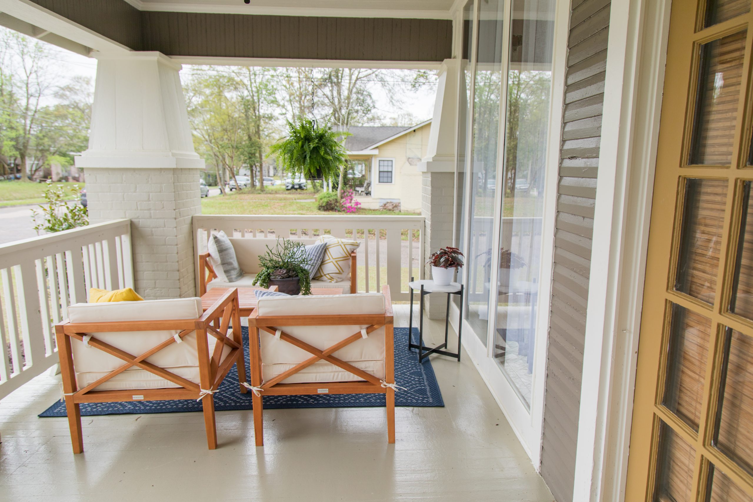 Bright porch with lots of seating