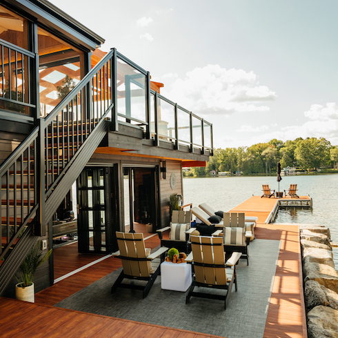 Decked out boathouse