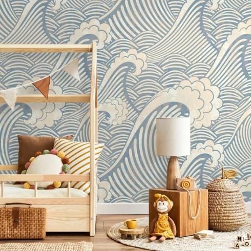 Wave wallpaper 2022 trend inspired by The Great Wave off Kanagawa