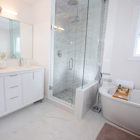 New ensuite with soaker tub and walk-in shower