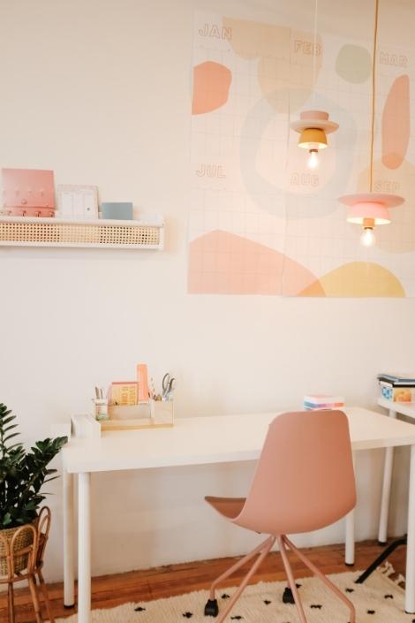 stylish custom lampshades in an office space
