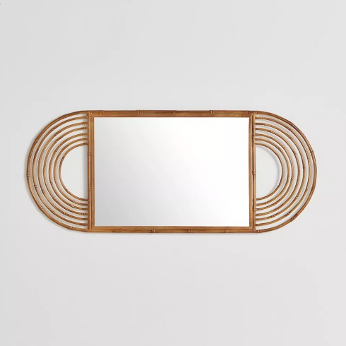 Oval-shaped bamboo mirror