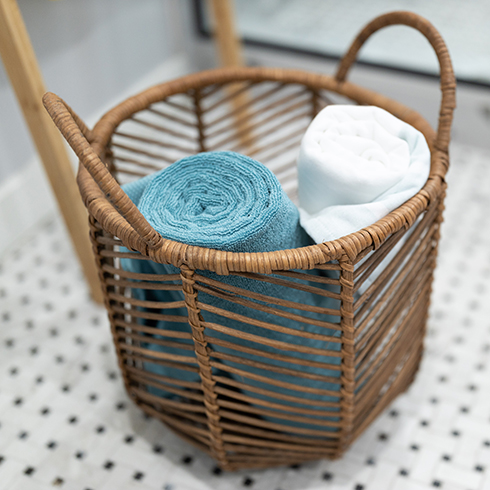 decorative basket towel holder