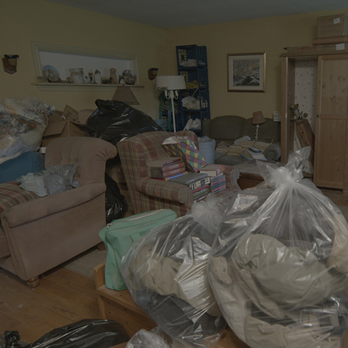 cluttered cramped room