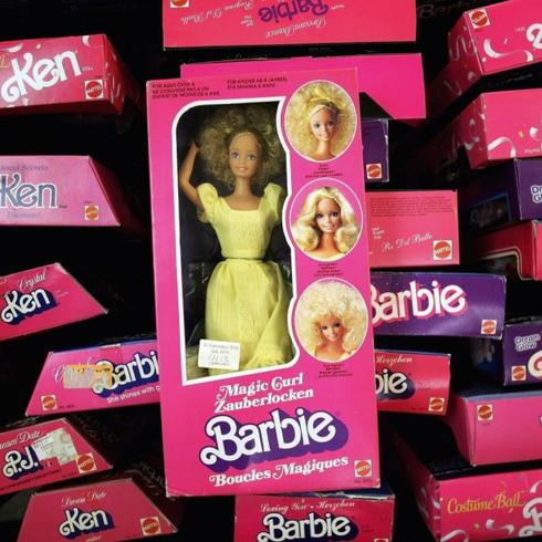 Original Barbie dolls in their bright pink boxes