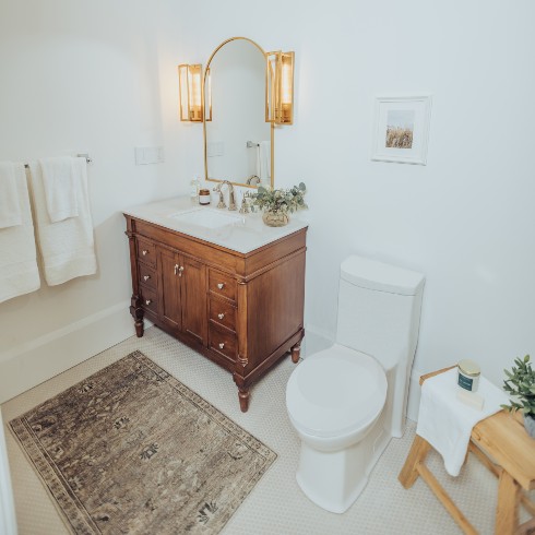 Bathroom with antique vanity