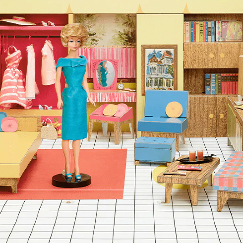 The original 1962 Barbie Dreamhouse design in a Midcentury modern style