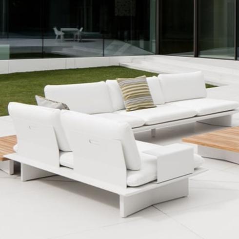 Two sets of luxury white outdoor sofa from Jardin de Ville