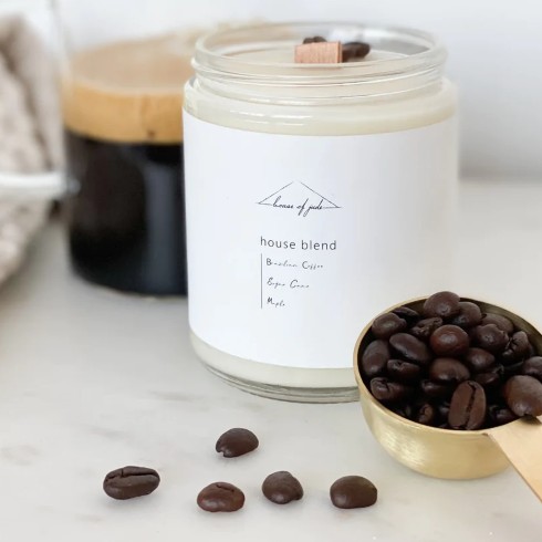 Candle and coffee beans