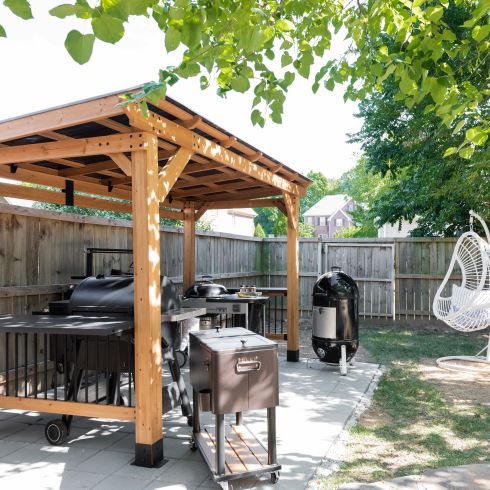 An outdoor barbequing area