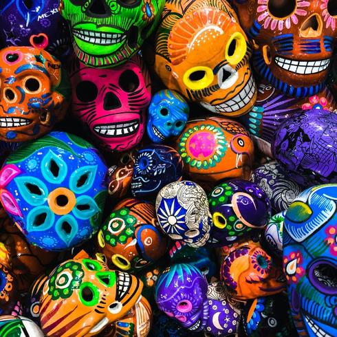 Colourful painted sugar skulls