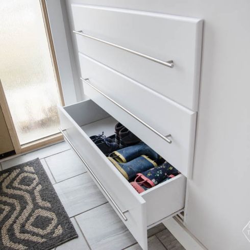 Built-in drawers in hallway