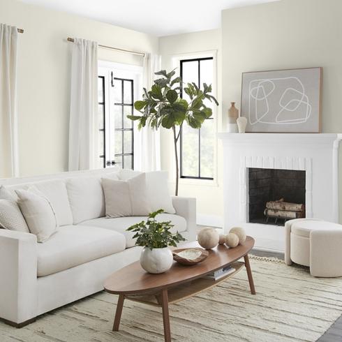 Living room painted Blank Canvas by Behr