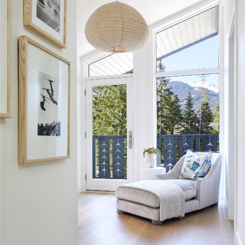 Tranquil reading nook overlooking Whistler mountains